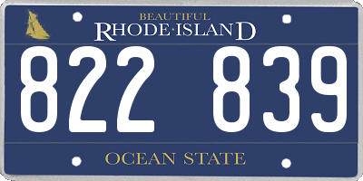 RI license plate 822839
