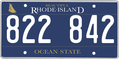 RI license plate 822842