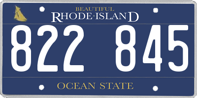 RI license plate 822845