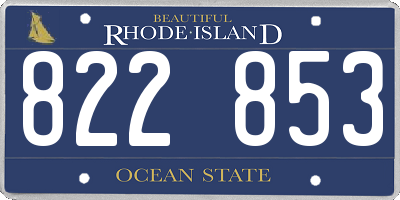 RI license plate 822853