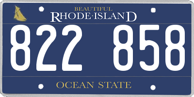 RI license plate 822858