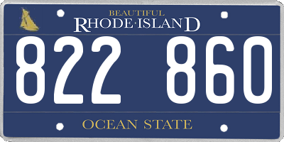RI license plate 822860