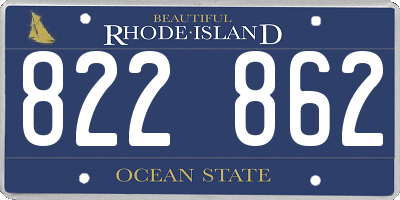 RI license plate 822862