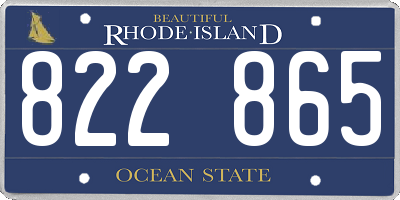 RI license plate 822865