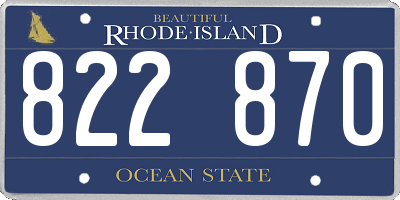 RI license plate 822870