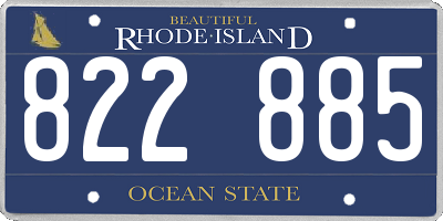 RI license plate 822885