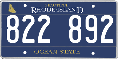 RI license plate 822892