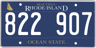 RI license plate 822907