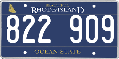 RI license plate 822909