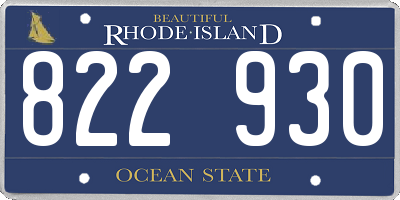 RI license plate 822930