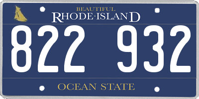 RI license plate 822932