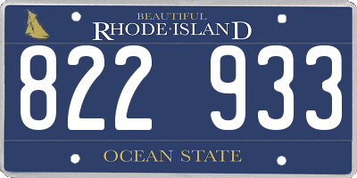 RI license plate 822933