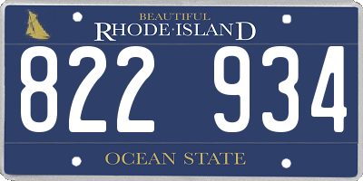 RI license plate 822934