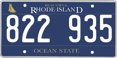 RI license plate 822935