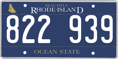 RI license plate 822939