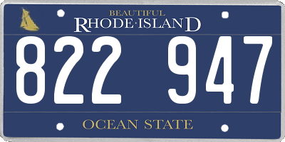 RI license plate 822947