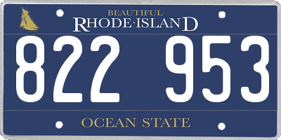 RI license plate 822953