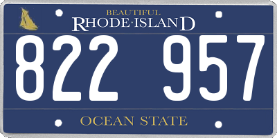 RI license plate 822957