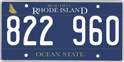 RI license plate 822960