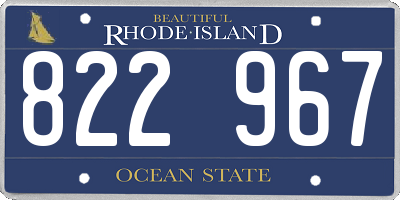 RI license plate 822967
