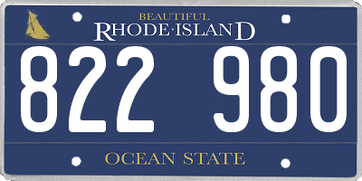 RI license plate 822980