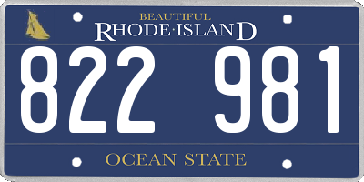 RI license plate 822981