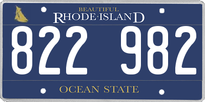 RI license plate 822982