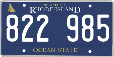 RI license plate 822985