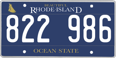RI license plate 822986