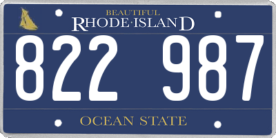 RI license plate 822987