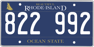 RI license plate 822992