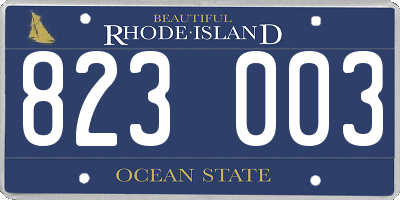 RI license plate 823003