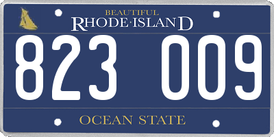 RI license plate 823009