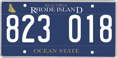 RI license plate 823018