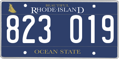 RI license plate 823019
