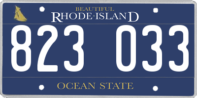 RI license plate 823033