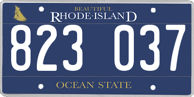 RI license plate 823037