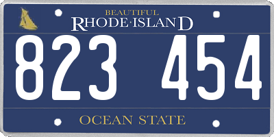 RI license plate 823454