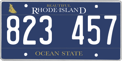 RI license plate 823457