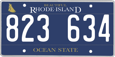 RI license plate 823634