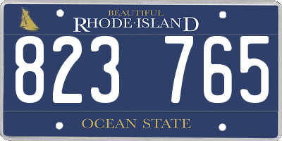 RI license plate 823765