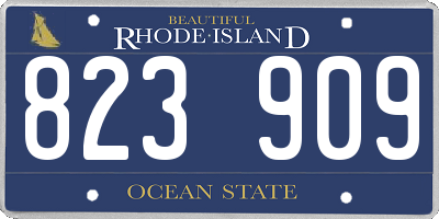 RI license plate 823909