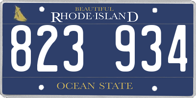RI license plate 823934