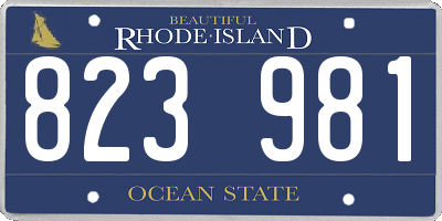 RI license plate 823981
