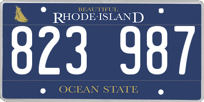 RI license plate 823987