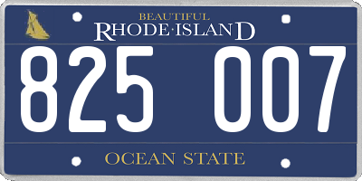 RI license plate 825007
