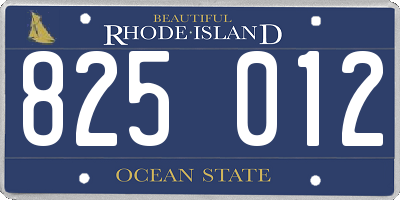 RI license plate 825012