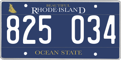 RI license plate 825034