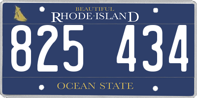 RI license plate 825434