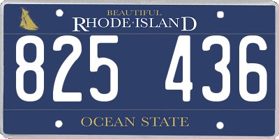 RI license plate 825436